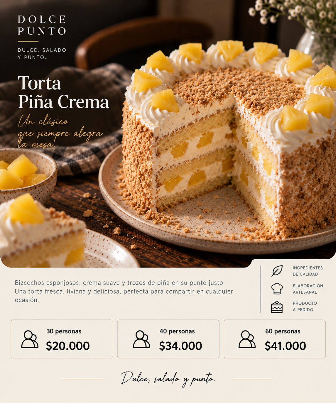 Torta Piña Crema